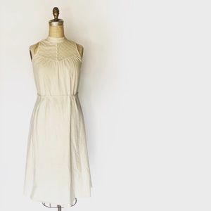 cotton ivory mid length dress